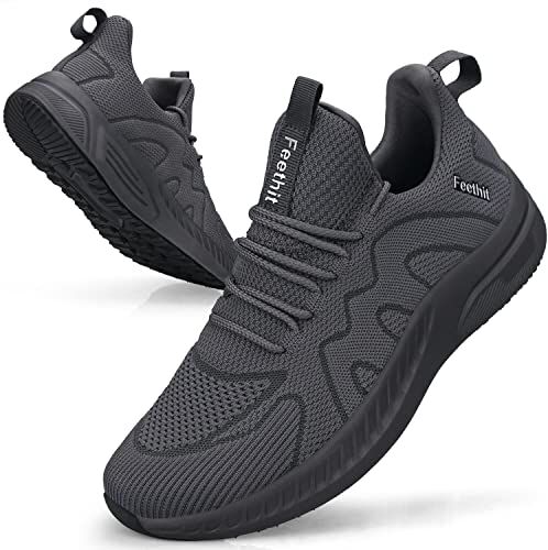 Feethit Sneakers Uomo Scarpe Running Corsa Ginnastica Camminata Casual Jogging Trekking Tennis Outdoor Fitness Sportive Palestra Lavoro Comode Leggere Traspiranti Grigio Scuro 43 EU