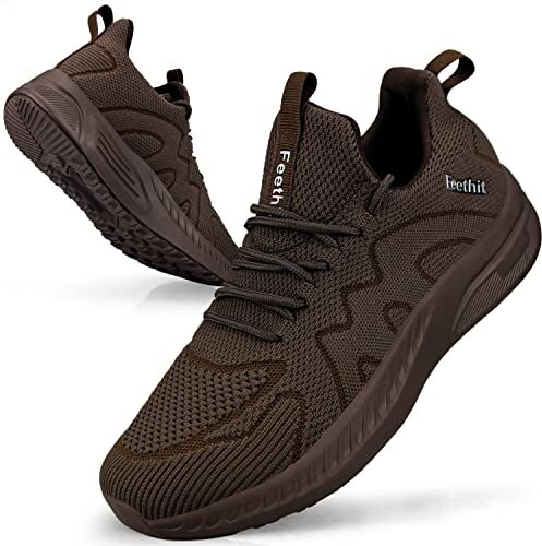 Feethit Sneakers Uomo Scarpe Running Corsa Ginnastica Camminata Casual Jogging Trekking Tennis Outdoor Fitness Sportive Palestra Scarpe da Lavoro Comode Leggere Traspiranti Marrone 44 EU