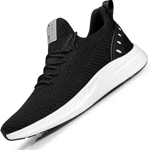 Feethit Sneakers Uomo Scarpe da Running Corsa Uomo Respirabile Mesh Palestra Scarpe da Lavoro Comode Leggere Bianco Nero 40