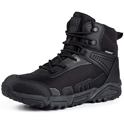 FREE SOLDIER da Uomo Mid Alta Stivali Militari Durable Army Combat Scarpe Impermeabile Traspiranti Tattico Escursionismo(Nero-impermeabile,44EU) FREE SOLDIER da Uomo Mid Alta Stivali Militari Durable Army Combat Scarpe Impermeabile Traspiranti Tattico Escursionismo(Nero-impermeabile,44EU)