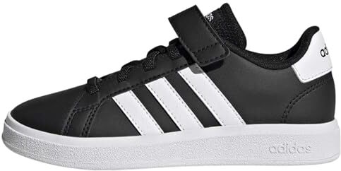 Adidas Grand Court Elastic Lace And Top Strap Shoes, Sneaker Unisex Bambini e ragazzi, Core Black Ftwr White Core Black, 28 EU