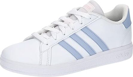 Adidas Grand Court Lifestyle Tennis Lace-up Shoes, Sneaker Unisex Bambini e ragazzi, Ftwr White Blue Dawn Clear Pink, 30.5 EU