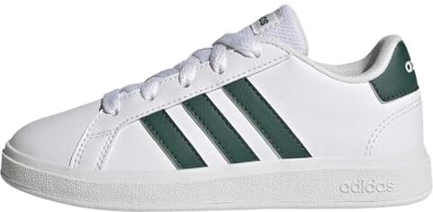 Adidas Grand Court Lifestyle Tennis Lace-up Shoes, Sneaker Unisex Bambini e ragazzi, Ftwr White Collegiate Green Ftwr White, 30.5 EU