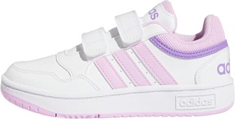 Adidas Hoops Lifestyle Basketball Hook-And-Loop Shoes Sneakers Unisex-Bambini e Ragazzi, Ftwr White Bliss Lilac Violet Fusion, 30.5 EU