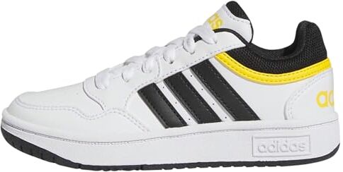 Adidas Hoops Shoes, Sneaker Unisex Bambini e ragazzi, Ftwr White Core Black Bold Gold, 36 2/3 EU