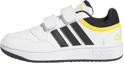 Adidas Hoops Lifestyle Basketball Hook-And-Loop Shoes Sneakers Unisex-Bambini e Ragazzi, Ftwr White Core Black Bold Gold, 34 EU