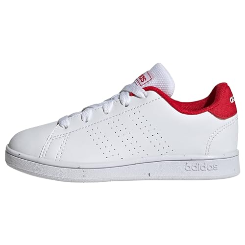 Adidas Advantage Lifestyle Court Lace Shoes, Sneaker Unisex Bambini e ragazzi, Ftwr White Ftwr White Better Scarlet, 30 EU
