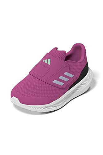 Adidas RunFalcon 3.0 Hook-And-Loop Shoes, Low (Non Football) Unisex-Bimbi 0-24, Rosa (Lucid Fuchsia/Blue Dawn/Core Black), 23.5 EU