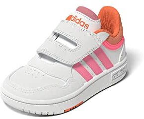 Adidas Hoops Shoes, Sneaker Unisex Bambini e ragazzi, Ftwr White Beam Pink Screaming Orange, 27 EU