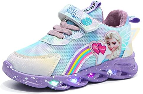 YGZZHK Elsa LED scarpe ragazze，bambini scarpe pelle impermeabile，luce scarpe formatori Scarpe leggere alla moda for bambini lampeggianti ragazze sportive corsa ali for la primavera estate l'autunno ( Color :