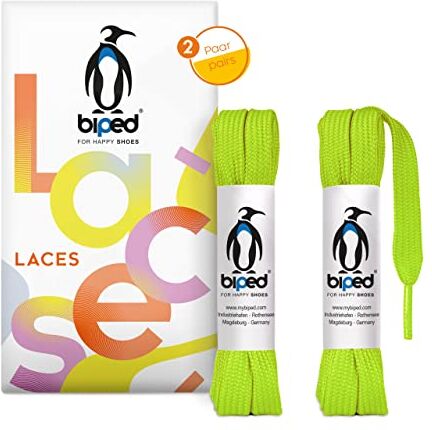 biped LACES 2 paia di lacci piatti in poliestere, larghi 10 mm lacci per scarpe da ginnastica e sportive resistenti agli strappi e lavabili z2913(#31 lime green,130 cm)