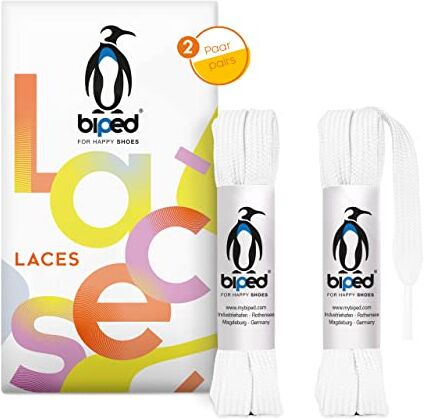 biped LACES 2 paia di lacci piatti in poliestere, larghi 10 mm lacci per scarpe da ginnastica e sportive resistenti agli strappi e lavabili z2913(#32 white,130 cm)