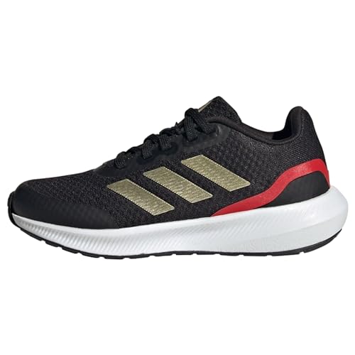 Adidas Runfalcon 3 Lace Shoes, Sneakers Unisex Bambini e ragazzi, Core Black Gold Met Better Scarlet, 30.5 EU