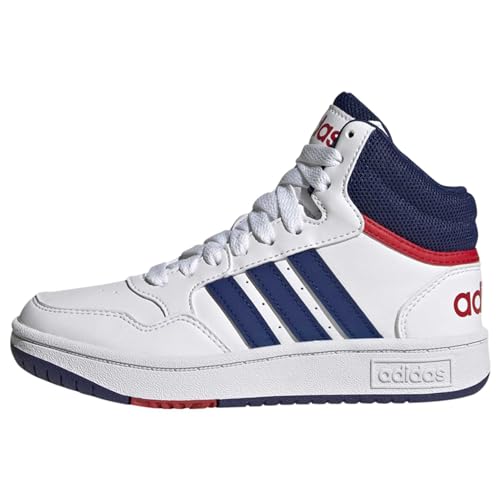 Adidas Hoops Mid Shoes, Sneakers Unisex Bambini e ragazzi, Ftwr White Victory Blue Better Scarlet, 37 1/3 EU
