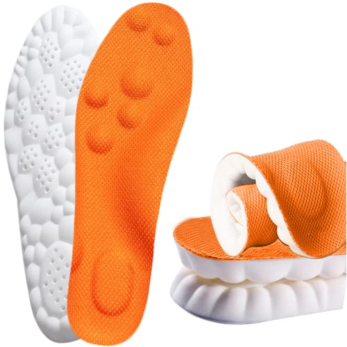 Skypermit Solette in Memory Foam con supporto per l'arco plantare per donne e uomini, inserti per scarpe da ginnastica, scarpe sportive e stivali, traspiranti e ammortizzanti(36.5/37 EU,Arancione)