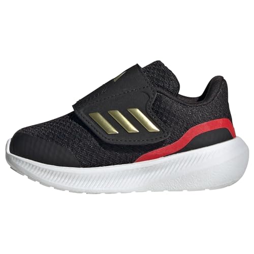 Adidas Runfalcon 3.0 Hook-and-loop, Sneaker Unisex Bimbi 0-24, Core Black Gold Met Better Scarlet, 23.5 EU