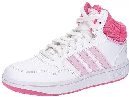 Adidas Hoops Mid Shoes, Sneakers Unisex Bambini e ragazzi, Ftwr White Orchid Fusion Lucid Pink, 33 EU