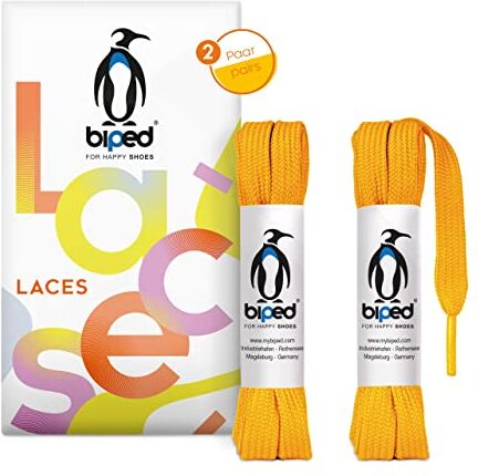 biped LACES 2 paia di lacci piatti in poliestere, larghi 10 mm lacci per scarpe da ginnastica e sportive resistenti agli strappi e lavabili z2913(#7 sunny yellow,120 cm)