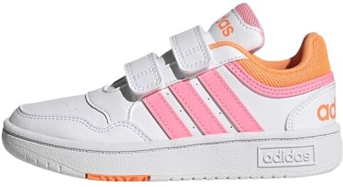 Adidas Hoops Lifestyle Basketball Hook-And-Loop Shoes Sneakers Unisex-Bambini e Ragazzi, Ftwr White Beam Pink Screaming Orange, 29 EU