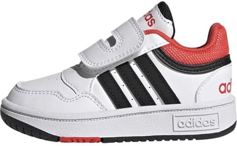 Adidas Hoops Shoes, Sneaker Unisex Bambini e ragazzi, Ftwr White Core Black Bright Red, 30 EU