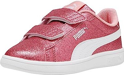 PUMA Sneaker unisex da bambino Smash 3.0 in pelle con gancio e anello, Peach Smoothie- Bianco, 1 Little Kid