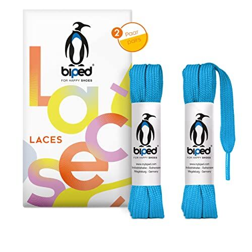 biped LACES 2 paia di lacci piatti in poliestere, larghi 10 mm lacci per scarpe da ginnastica e sportive resistenti agli strappi e lavabili z2913(#17 light blue,100 cm)