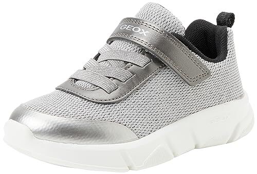 Geox J Aril Girl D, Scarpe da Ginnastica, Dk Silver Black, 39 EU