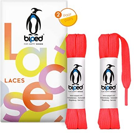 biped LACES 2 paia di lacci piatti in poliestere, larghi 10 mm lacci per scarpe da ginnastica e sportive resistenti agli strappi e lavabili z2913(#30 neon candy,75 cm)