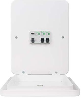 Schneider Electric Easy9+ Unità garage popolata con interruttori automatici miniaturizzati 63A RCD e 6A e 16A MCB, montaggio superficiale, EZ9EGARAGE63, metallo