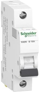 Schneider Electric Schneider  Interruttore Automatico K60N 1P, 16A, B Caratteristiche, 6kA, Bianca, 16 Ampere B