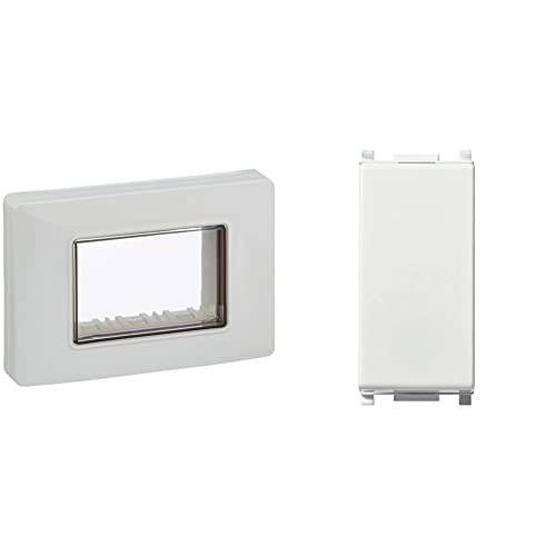 VIMAR 0R14943.01 Calotta da parete IP55, 3 moduli Eikon, Arké e Plana, con viti, per scatole da incasso 3 moduli, bianco & 0R14000 Interruttore 1P 10Ax, 1 Pezzo, Bianco