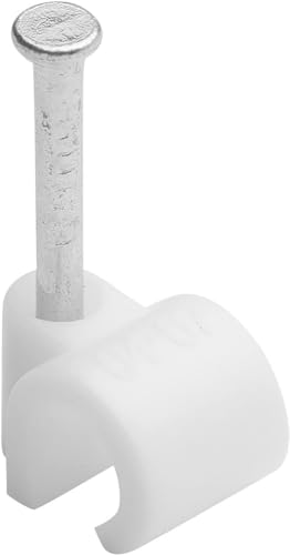 DEBFLEX Attacco filo elettrico per cavi elettrici, fissaggio e collegamento del cavo, chiodo di fissaggio, attacco Ø 4 A 7 mm, colore: bianco sacchetto da 50