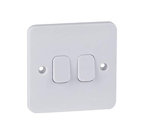 Schneider Electric GGBL1022 Interruttore a piastra Lisse, 2 vie, 10 AX, colore: bianco, confezione da 10