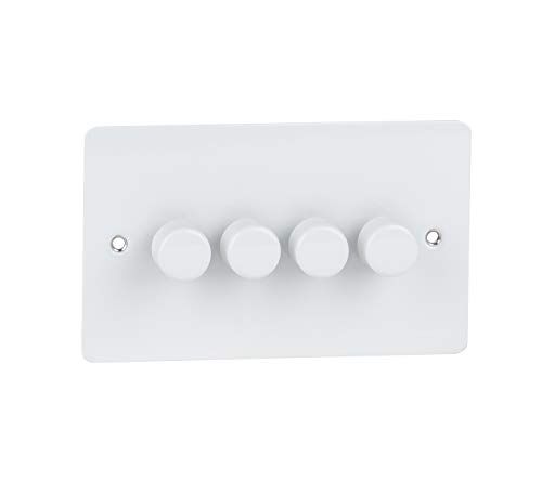 Schneider Electric GU6242CPW Piastra piatta, interruttore dimmer, 250 W/VA, 4 uscite, 2 vie, principale e LV, colore: Bianco