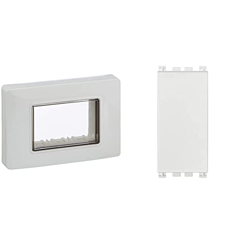 VIMAR 0R14943.01 Calotta da parete IP55, 3 moduli Eikon, Arké e Plana, con viti, per scatole da incasso 3 moduli, bianco & 0T19041.B Copriforo, Bianco, Serie ARKÉ Set di 2 Pezzi