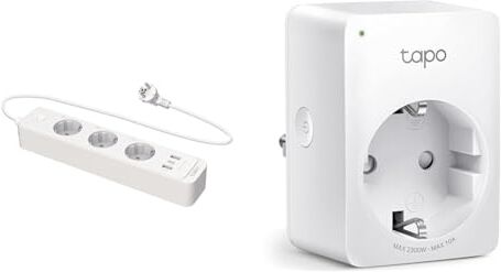 TP-Link Tapo P300 Ciabatta MultiPresa WiFi Intelligente,Controlla Separatamente 3 Prese, Ricarica Rapida USB da 18 W & Presa Intelligente WiFi Smart Plug