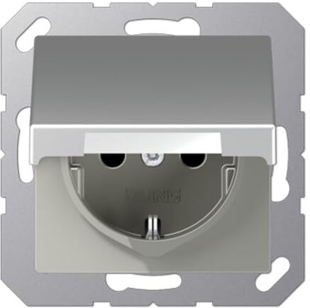 Jung presa Schuko 16 A 250 V infrangibile con protezione da contatto e coperchio Serie A, 1 pezzi, alluminio,