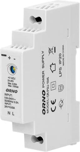 Orno PSU-1646 Alimentatore 24V Din 0,63A, 15W, 1 Moduli