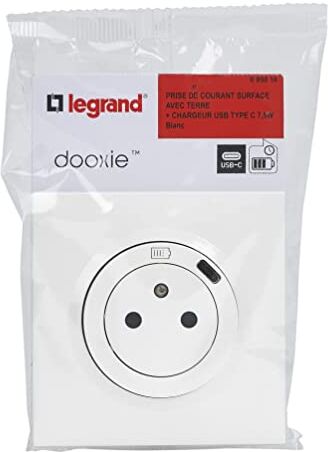 Legrand Presa di corrente Superficie dooxie con caricatore Type-C completo con piastra bianca