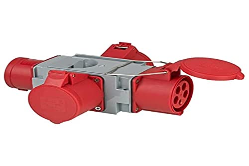 Brennenstuhl Adattatore CEE IP44 (1 spina CEE 400 V/32 A e 3 prese CEE 400 V/32 A, per uso costante in esterni, cantieri e aziende agricole)