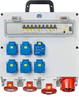 as - Schwabe as Schwabe FIXO 6 MAX Distributore da parete, in spina CEE 400 V/32 A, 5 poli, out: 5 prese con contatto di protezione 230 V/16 A, 2 prese CEE 400 V/16 A, 1 presa CEE 400 V/32 A 5 poli, 2 porte