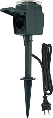 REV Presa da Giardino a 2 Prese, IP44, Cavo da 1,5 m, Max. 3500 W, 230 V, Verde