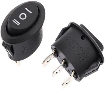 TAXNAHJU 100 PZ KCD1 KCD7 Ovale Interruttore a bilanciere ON-OFF/ON-OFF-ON 2 Pin / 3 Pin Ventola/Bollitore elettrico Interruttore di alimentazione 6A 250VAC (Color : 3P-Black-ON-OFF-ON)