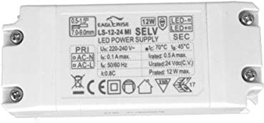 LEDLUX Trasformatore 220 24V, Alimentatore 24V Per Striscia Led, Modello Lungo Sottile, Carcassa In Plastica (12)