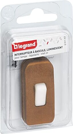 Legrand Interruttore luminoso per lampada, con pulsante luminoso, 2 A, colore: Oro antico