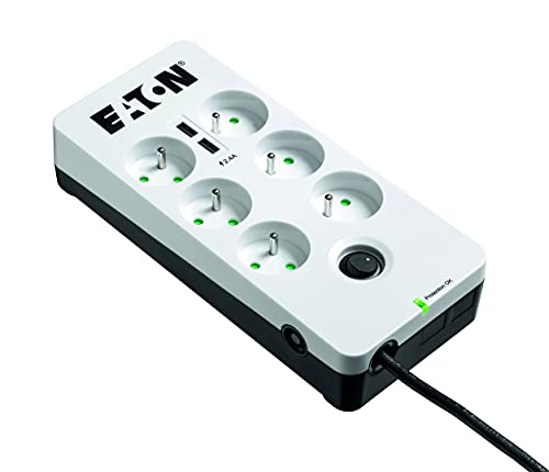 Eaton Protection Box 6 USB FR PB6UF 6 prese FR + 2 porte USB, colore: Bianco & Nero