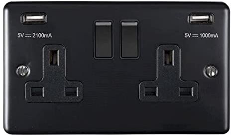 EuroLite Presa commutata a 2 gang 13 Amp con 2 x 3,1 Amp USB