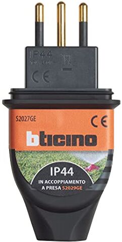 BTicino Spina piccola Volante in caucciù bimateria, 10A, standard italiano, Nero