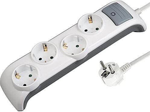 Electraline – Ciabatta Presa Multipla, 4 prese con interruttore per vetrina – Sezione 3 G1 mm², 2 m, colore: bianco