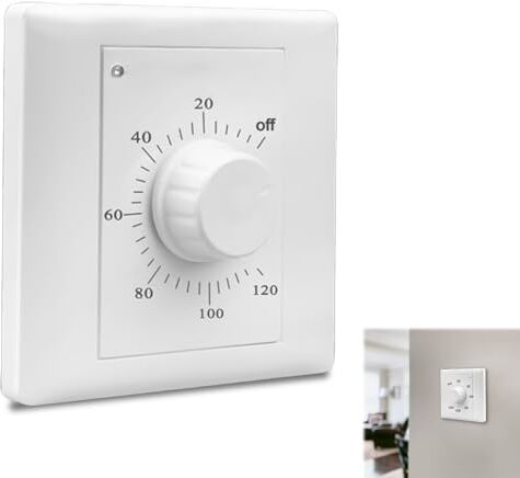 Nizirioo Conto alla rovescia, interruttore con timer, AC 220 V, 10 A, timer da incasso, timer, presa di controllo per bagno, ventola di scarico (120 minuti, bianco)